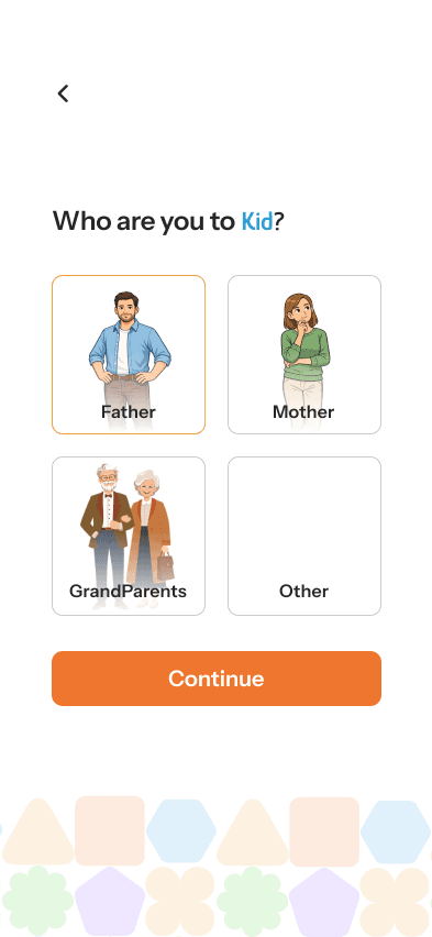 The parent app on day one, choosing who you are to your child