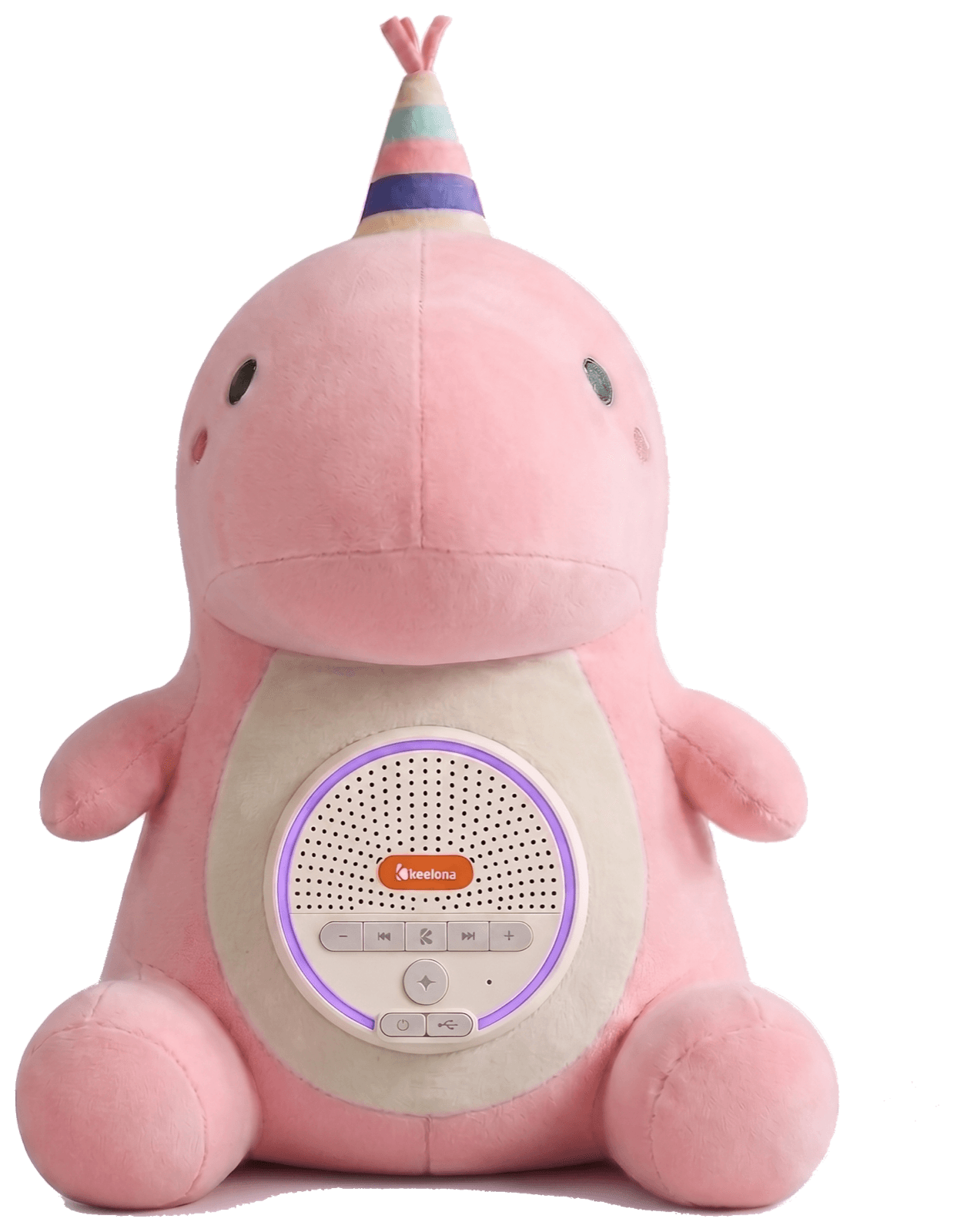 Lumi Pink, the soft pink Lumi plush with a striped party hat